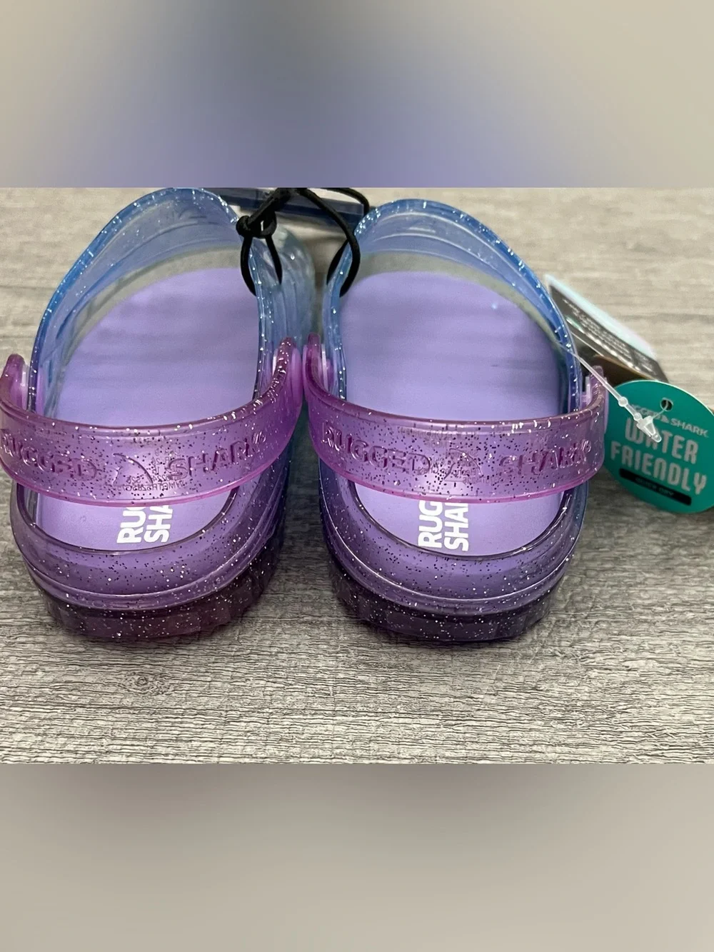 Rugged Shark Glitter Clog Adjustable Strap Unisex Kids Sandal US 9 Purple/Blue